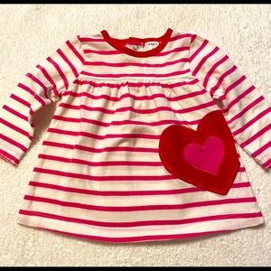 Baby Girl’s Carter’s Red Pink Valentine Heart Striped Long Sleeve Shirt 6 Months